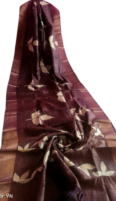 Pure Tussar Silk print saree