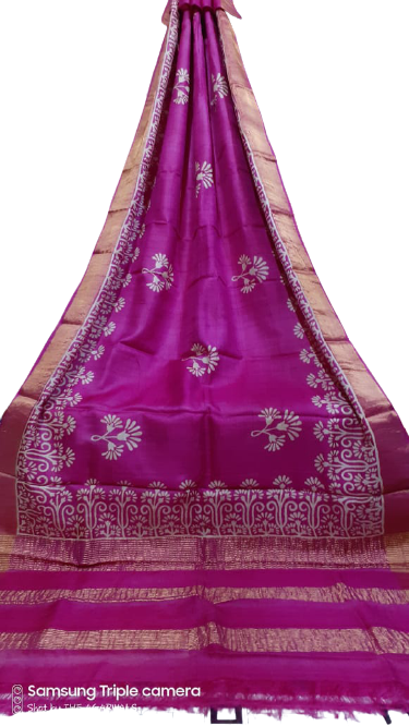 Pure Tussar Silk print saree