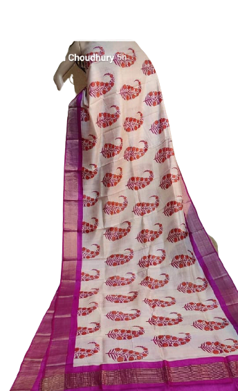 Pure Tussar Silk print saree
