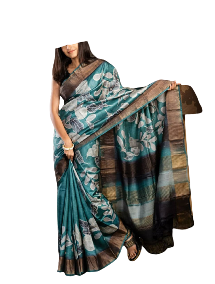 Pure Tussar Silk print saree