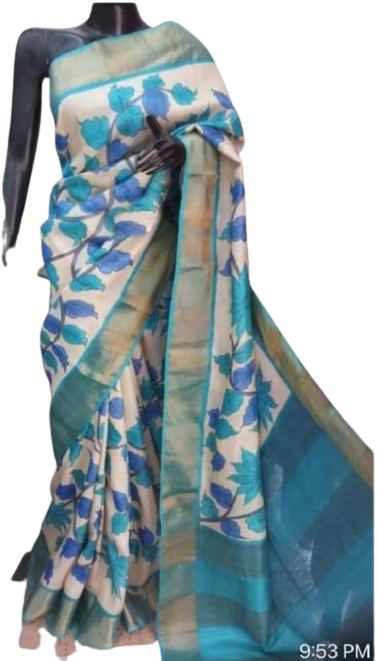 Pure Tussar Silk print saree