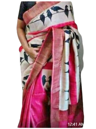 Pure Tussar Silk print saree