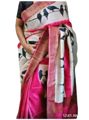 Pure Tussar Silk print saree