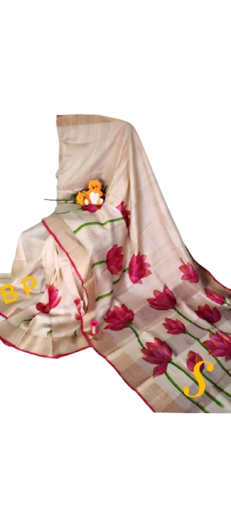 Pure Tussar Silk print saree