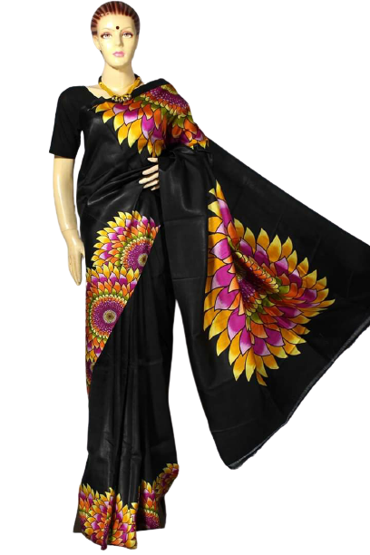 Murshidabad Silk Hand Painting Saree PLASH