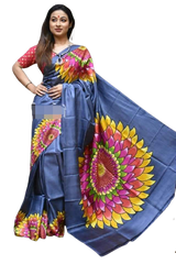 Murshidabad Silk Hand Painting Saree PLASH