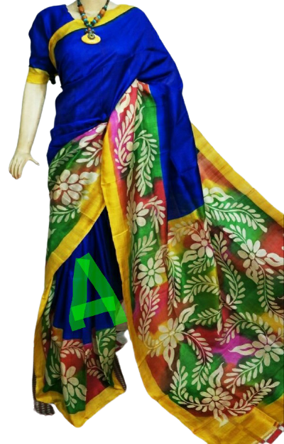 Murshidabad Silk Hand Painting Saree PLASH