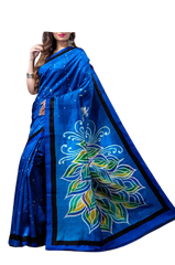 Murshidabad Silk Hand Painting Saree PLASH