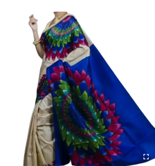Murshidabad Silk Hand Painting Saree PLASH