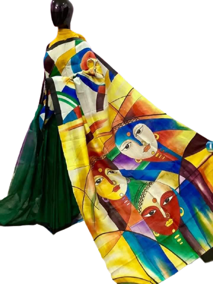 Murshidabad Silk Hand Painting Saree PLASH
