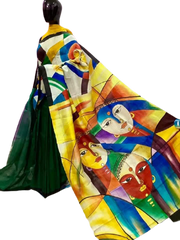 Murshidabad Silk Hand Painting Saree PLASH