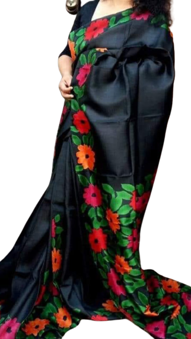 Murshidabad Silk Hand Painting Saree PLASH