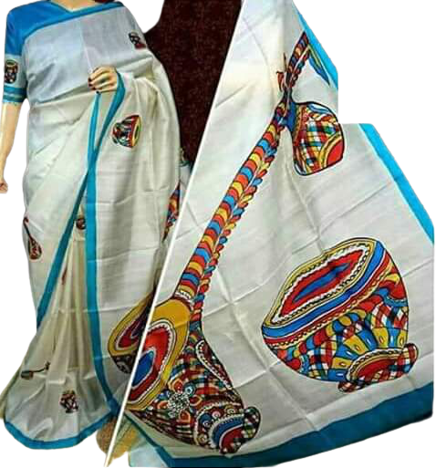 Murshidabad Silk Hand Painting Saree PLASH