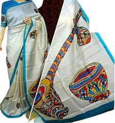Murshidabad Silk Hand Painting Saree PLASH