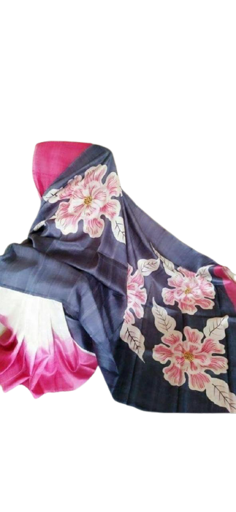 Murshidabad Silk Hand Painting Saree PLASH