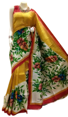 Murshidabad Silk Hand Painting Saree PLASH