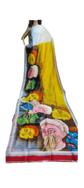 Bishnupuri Silk Hand Painting Saree PLASH