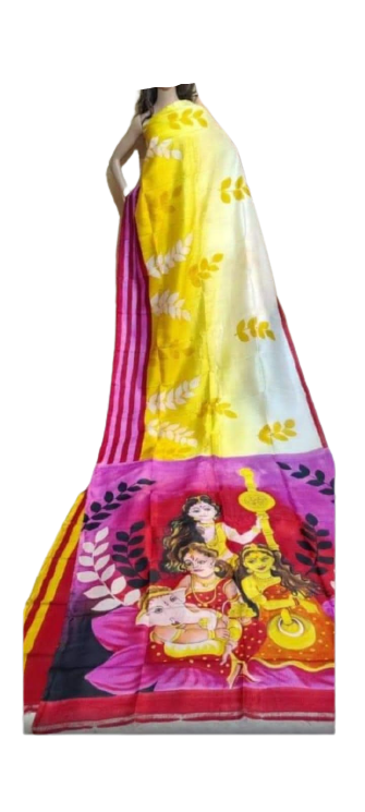 Bishnupuri Silk Hand Painting Saree PLASH