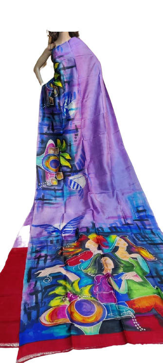 Bishnupuri Silk Hand Painting Saree PLASH