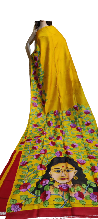 Bishnupuri Silk Hand Painting Saree PLASH