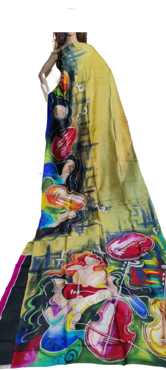 Bishnupuri Silk Hand Painting Saree PLASH