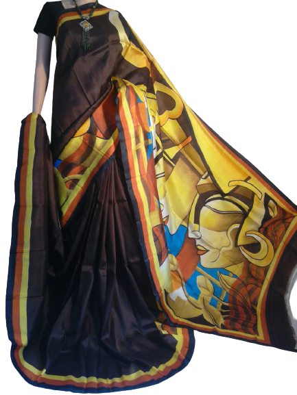 Bishnupuri Silk Hand Painting Saree PLASH