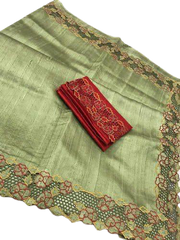 Tussar silk cotwork saree SILK ZONE