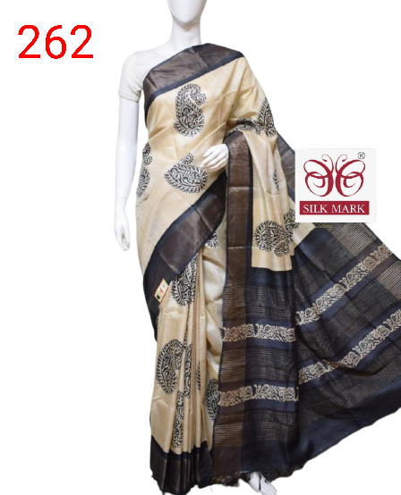 Pure Tussar Silk print saree