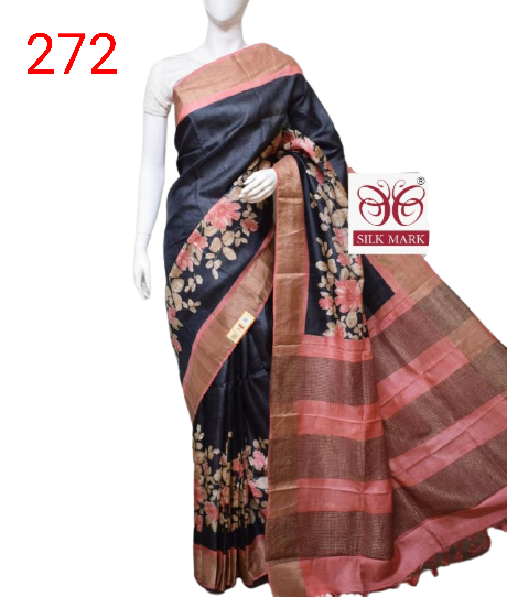 Pure Tussar Silk print saree