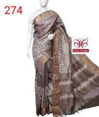 Pure Tussar Silk print saree