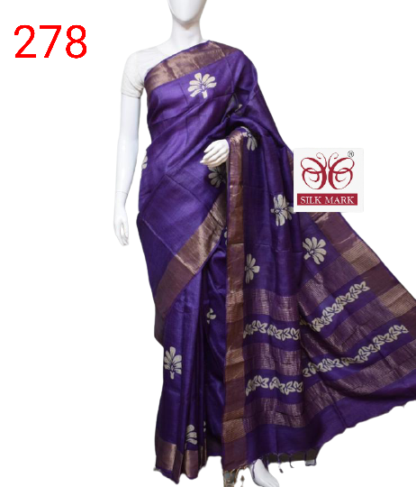 Pure Tussar Silk print saree