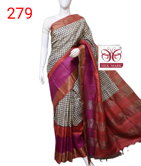 Pure Tussar Silk print saree