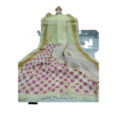 Pure linen cut work design Saree M J HANDLOOMS