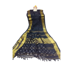 Pure linen cut work design M J HANDLOOMS