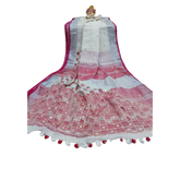 Linen cut work design saree M J HANDLOOMS