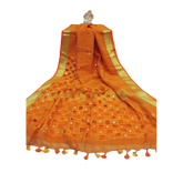 Linen cut work design saree M J HANDLOOMS