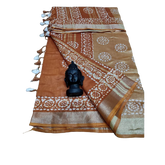 Khadi linen batik print saree SILK ZONE