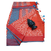 Khadi linen batik print saree SILK ZONE