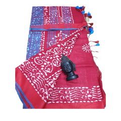 Khadi linen batik print saree SILK ZONE