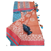Khadi linen batik print saree SILK ZONE