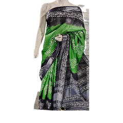 Khadi linen batik print saree SILK ZONE