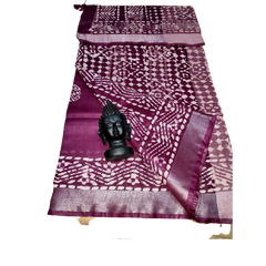 Khadi linen batik print Saree SILK ZONE