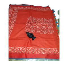 Khadi linen batik print saree SILK ZONE