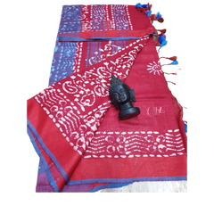 Khadi linen print saree SILK ZONE