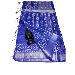 Khadi linen print saree SILK ZONE