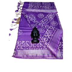 Khadi linen batik print saree SILK ZONE