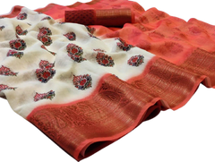 Linen jacquard saree M J HANDLOOMS