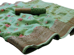 Linen jacquard saree M J HANDLOOM