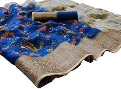 Linen jacquard saree M J HANDLOOMS