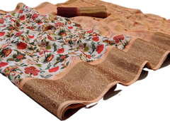 Linen jacquard Saree M J HANDLOOMS